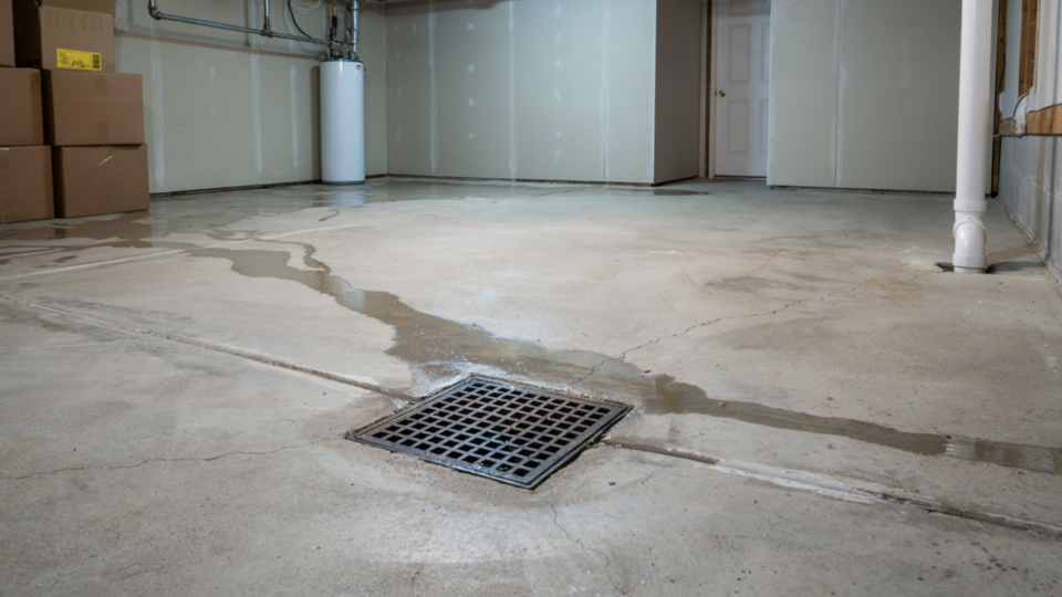 Heavy Rain Backs Clean Stormwater Up Through a Partly Clogged Floor Drain in Indian Land, SC